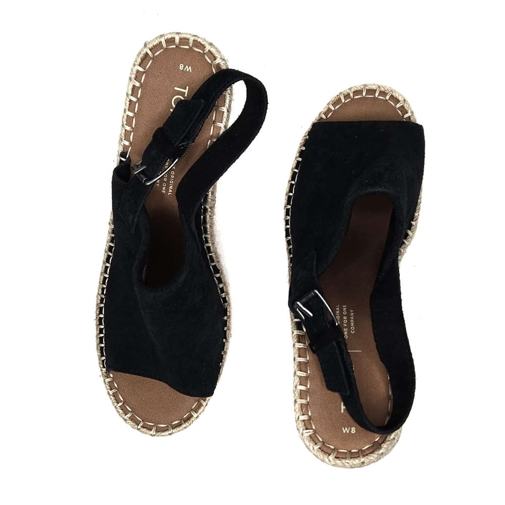 TOMS Monica Wedge Heel in Black Suede - Picture 2 of 7